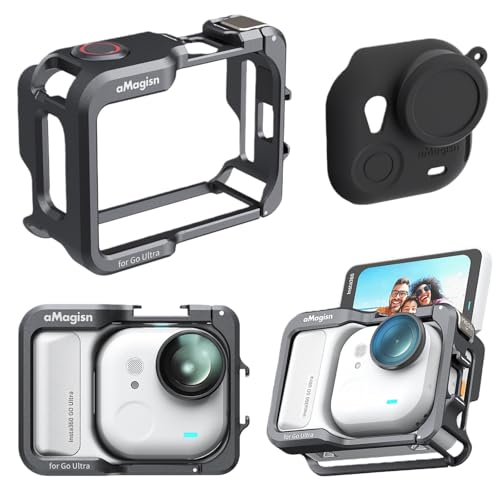Honlyn Metal Cage for Insta360 GO Ultra,Aluminum Frame Cage with Lens Cap for Insta360 Go Ultra Accessories,1/4 Cold Shoe