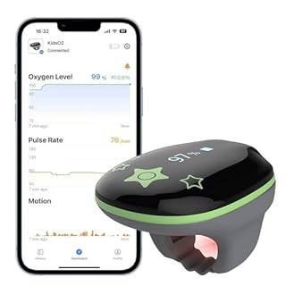 Viatom Saturimetro da Dito Pediatrico, Pulsossimetro Ossimetro Portatile con Bluetooth, Misurazione Saturazione di Ossigeno e Frequenza Cardiaca per Bambini 3-10 Anni, APP