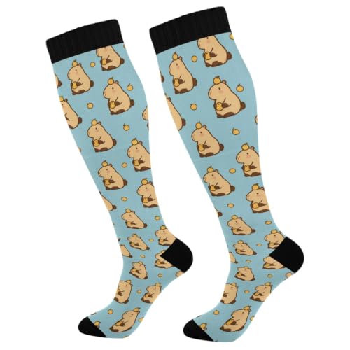Image of Wusikd Blue Yellow Monster Trucks Compression Socks for Women and Men Circulation Long Socks for Athletic Running 1