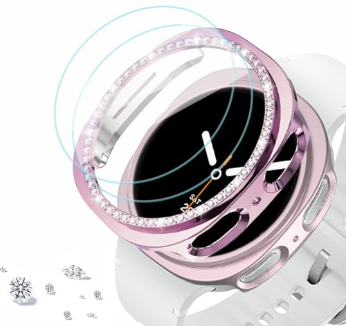 Coque de protection diamant Galaxy Watch 8 44mm, étui de luxe et verre trempé DEALELE