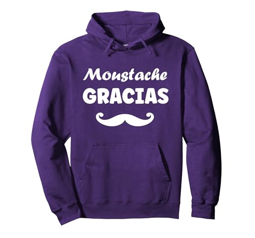 Barbe Hipster Moustache Gracias Homme Humour Moustache Sweat à Capuche, Unisexe pour Adultes, Violet, XL