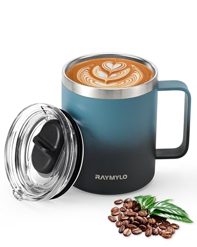 Comparison: Best Insulated Mug With Handle 11 RAYMYLO Insulated Coffee Mug 12 oz, Double Wall Stainless Steel Coffee Mug with Lids, Leak-Proof & Detachable Slider Lid for Thorough Clean, Keeps Coffee Cold for 9 Hrs, Suitable for Camp Home Office