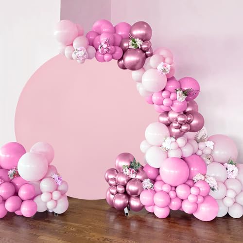 Image of Pink Arch Backdrop Cover 6.5ft Pink Balloon Birthday Photo Photography Background for Party Baby Shower Wedding Decorations