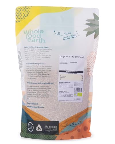 Wholefood Earth Bio-Buchweizen 1 kg | GVO-frei | Vegan | Ballaststoffquelle | Zertifiziert biologisch