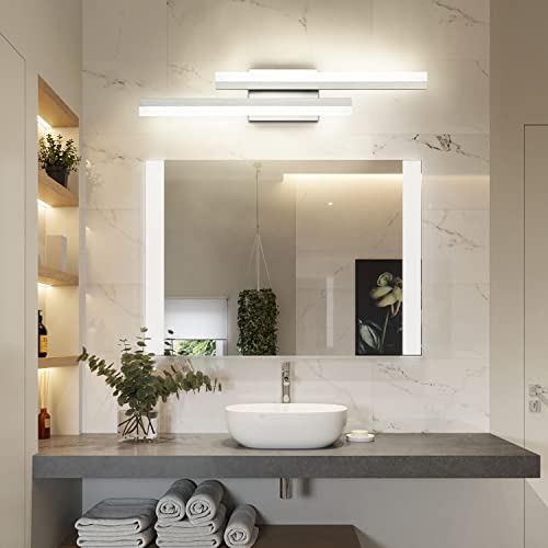 Image of PRESDE 24 Inch LED Vanity Light Brushed Nickel Bathroom Light Fixtures Over Mirror Modern Bath Wall Lighting Bar 3CCT