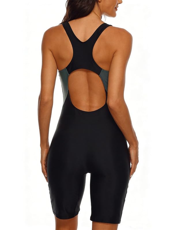 Image of BeautyIn Women's Boyleg One Piece Swimsuit Racerback Athletic Bathing Suit