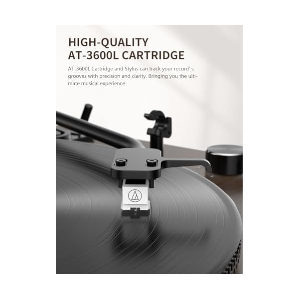 Belt-Drive Bluetooth Turntable with Magnetic Cartridge, Bluetooth 5.3, Built-in Phono Preamp, RCA Output, 33/45 RPM Vinyl Record Player, Vintage Wood Grain Design & Anti-Vibration Feet