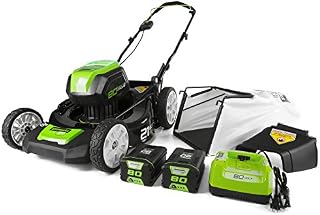 Greenworks 21-Inch 80V Lawn Mower, (2) 2Ah Batteries and Charger Included GLM801601