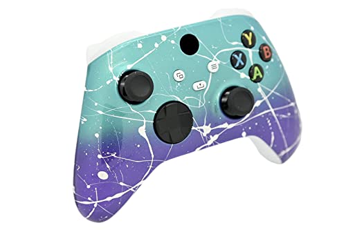 Image of Hand Airbrushed Fade Custom Controller Compatible with Series X /S & One (Series X /S Purple & Teal White Drip)