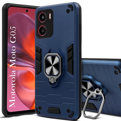 Image of AIBEX Armor Back Cover Compatible for Motorola G05| Rugged Shockproof Case with Ring Holder & Kickstand | Military-Grade Protection | Magnetic Car Mount Compatible