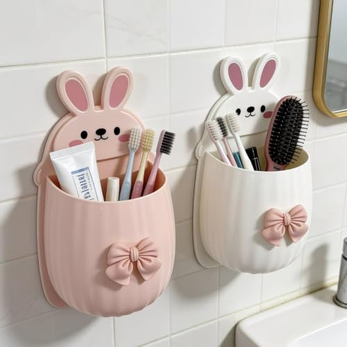 Image of Toothbrush Holder Wall Mounted, Tooth Brushes Holder, Toothbrush Holders for Bathroom, Brush Holder for Bathroom Wall Mounted (RABIT Toothbrush Holder Pack of 1)