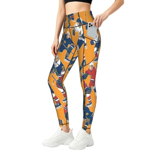 Mallas de yoga hockey pantalones deportivos elásticos bolsillos mujer running