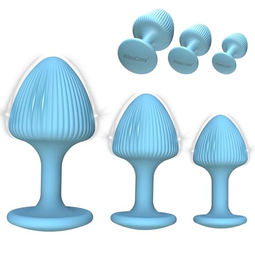 AllesCosy Analplug Buttplug Silikon Analplug 3 Stücke Set Blau Groß Medium Klein Anal Plug Sex Spielzeug Geeignet für Anfanger für Frau Mann Blue