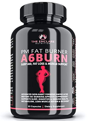 A6BURN: Nighttime Fat Burner Sleep Aid, Metabolism Booster, Appetite Suppressant, Bedtime Weight Loss Supplement for Women, Stimulant-Free PM Weight Loss Pills, Lean Muscle & Immune Support Diet Pills