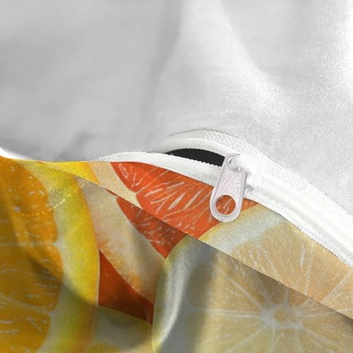 Housse de couette orange infroissable 220x240cm parure de couette fleurs