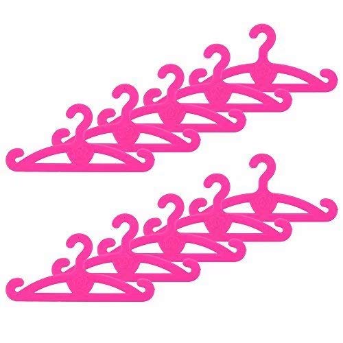 10 x Perchas De Ropa Accesorios Para Barbie Muñeca Rosa