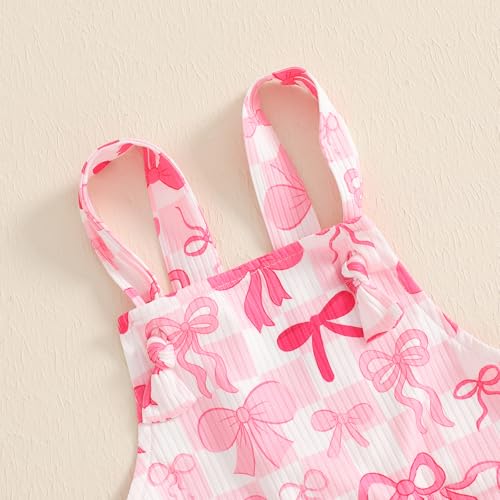 YOKJZJD Toddler Baby Girl Outfit Bow Print Suspender Romper Jumpsuit Overalls Bell Bottom Pants Fall Clothes3