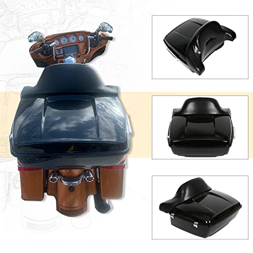 Image of ECOTRIC King Motorcycle Trunk Touring Luggage Storage Tail Box W /Wrap-Around Backrest Pad Compatible with 2014-2024 Harley Touring Models (2 Packages)
