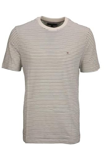 Tommy Hilfiger Camiseta de Manga Corta Hombre Seasonal Solid tee con Cuello Redondo, Multicolor (Ivory Petal/Preppy Navy), XL
