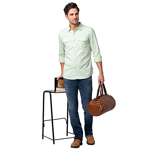 Image of Spykar Men's Slim Fit N /A Full Sleeve Solid Casual Shirts