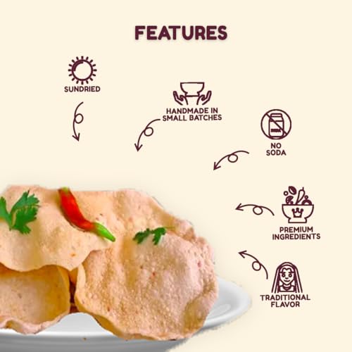 Image of Being Bania Rice Papad Khichiya, 210 Gram|Rajasthani Khichiya|Handmade Papad Fryums|Masala Jeera Rice Khichiya