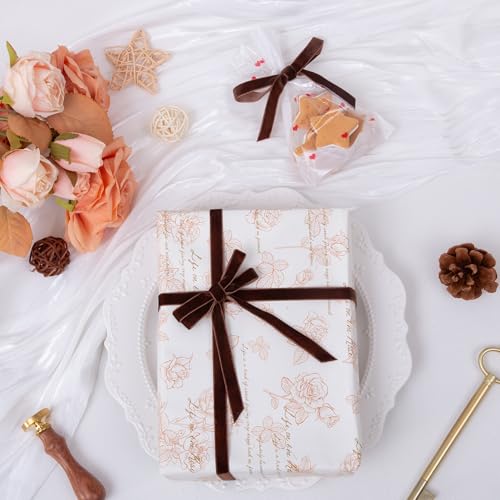 Image of QIANF Vintage Brown Velvet Ribbon Chocolate Christmas Ribbon for Gift Wrapping Crafts Christmas Tree Ornaments Garland Decorations, 3 /8 Inch X 25Yd