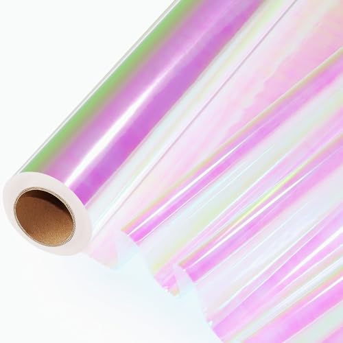 SYOGUA 82 Ft x 17 In Cellophane Roll Extra Wide Iridescent Cellophane Wrap Gift Baskets Wrapping Plastic for Basket Treats DIY Crafts Birthday Gifts