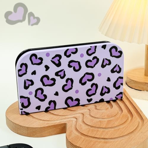 DLseego Love Faceplate Cover Sleeve Design for Switch 2 Console (2025), Anti-Scratch Replacement Housing Decorative Base Shell Case Cover for Charging Dock, Leopard Print - Purple - 4