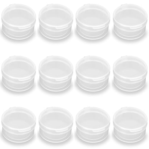 Image of 24 PACK Small Transparent Plastic Bead Organizers (1.26 x H0.71 inch) Clear Storage Box Round Organizer for Storage Small Items, Hardware-0.24 oz