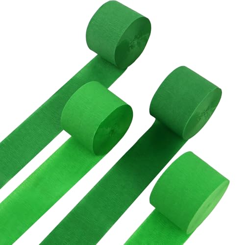 4 Rolls Crepe Paper Green Series Streamers Perfect for Streamers St Patricks Day Party Decorations Wedding Birthday St Patricks Day Decor and DIY Craft Supplies(1.8 Inch x 82 Ft/Roll)