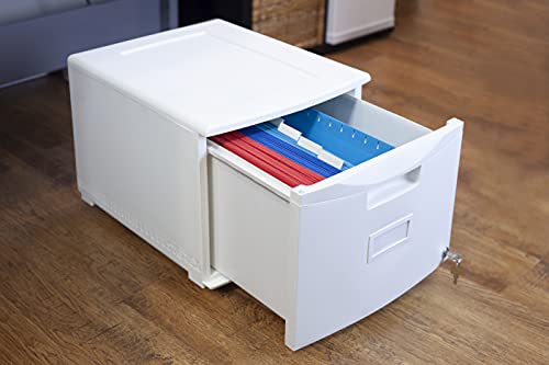 Storex Plastic One-Drawer File Cabinet – Locking Document Organizer For Home And Office, White, 1-Pack (61271B01C) #TOP5