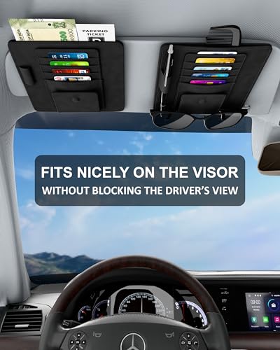 Image of FEDUS Premium Car Organiser and Storage Car Document Holder, Sunglasses Holder for Car, Car Sun Visor Organizer Car all New Accessories Multipocket Pouch Auto Interior Accessories,Truck, SUV Pack-1