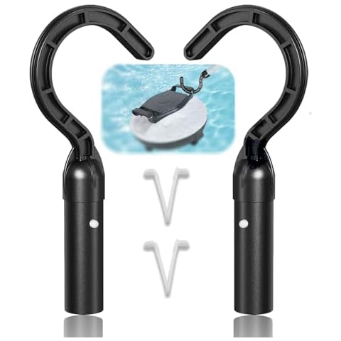 Eudaemiles 2 Pack Pool Hooks for Poles, Hook for Robotic Pool Cleaner, Pool Telescopic Pole Hooks Compatible with All Pool Vacuum Including Cordless, Above Ground and Underwater Cover
