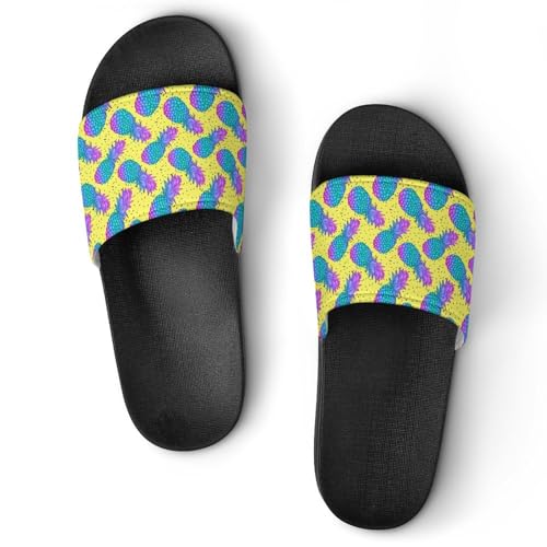 Pineapple Color Slides Shoes Mans Womans Slide Sandals Non Slip Shower Open Toe Shoe Lightweight Pool Shoes Flat