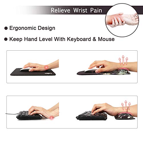 Icasso Keyboard Wrist Rest And Mouse Wrist Rest Pad, Made Of Memory Foam, Ergonomic Support, Easy Typing And Relieve Wrist Pain, Perfect For Gaming, Computer, Office, Laptop (B-Weeds) #TOP1