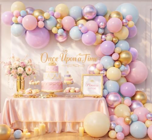 Kit arche de ballons de princesse complet avec accessoires de montage pour fête fille