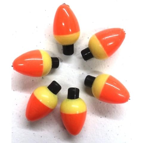 Plastilite 7/8" Pear-Shaped Orange/Yellow Ice Bobber - 6 Pack - Easy to See #50PB78PF Cover