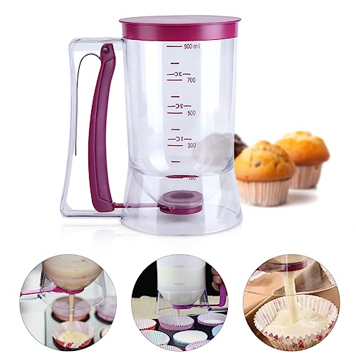 Batter Dispenser, 900mL Manual Cupcake Pancake Batter Dispenser Baking Tool with Measuring Label for Home Kitchen - Image 4