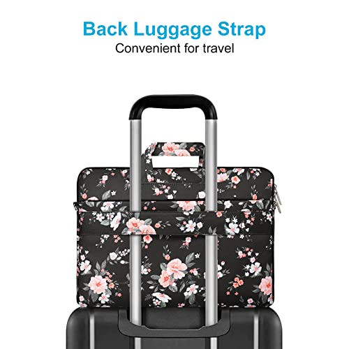 MOSISO Laptop Shoulder Bag Compatible with MacBook Air 15 inch M2 A2941 2023/Pro 16 2023-2019 M2 A2780 M1 A2485 A2141/Pro 15 A1398, 15-15.6 inch Notebook, Weigela Florida Briefcase with Belt, Black4