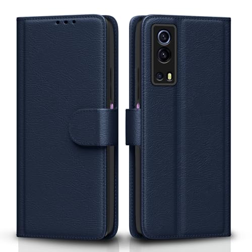 Image of Pikkme Iqoo Z3 5G Leather Magnetic Vintage Flip Wallet Case Cover for Iqoo Z3 5G (Blue)