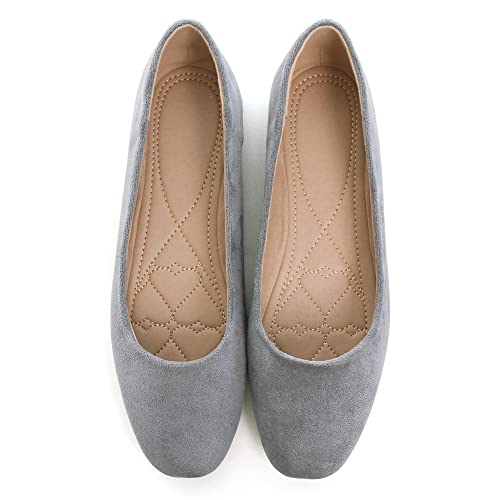 Image of ChaiRong Zhou Women Square Toe Ballets Flats Comfort Slip On Walking Shoes for Driving