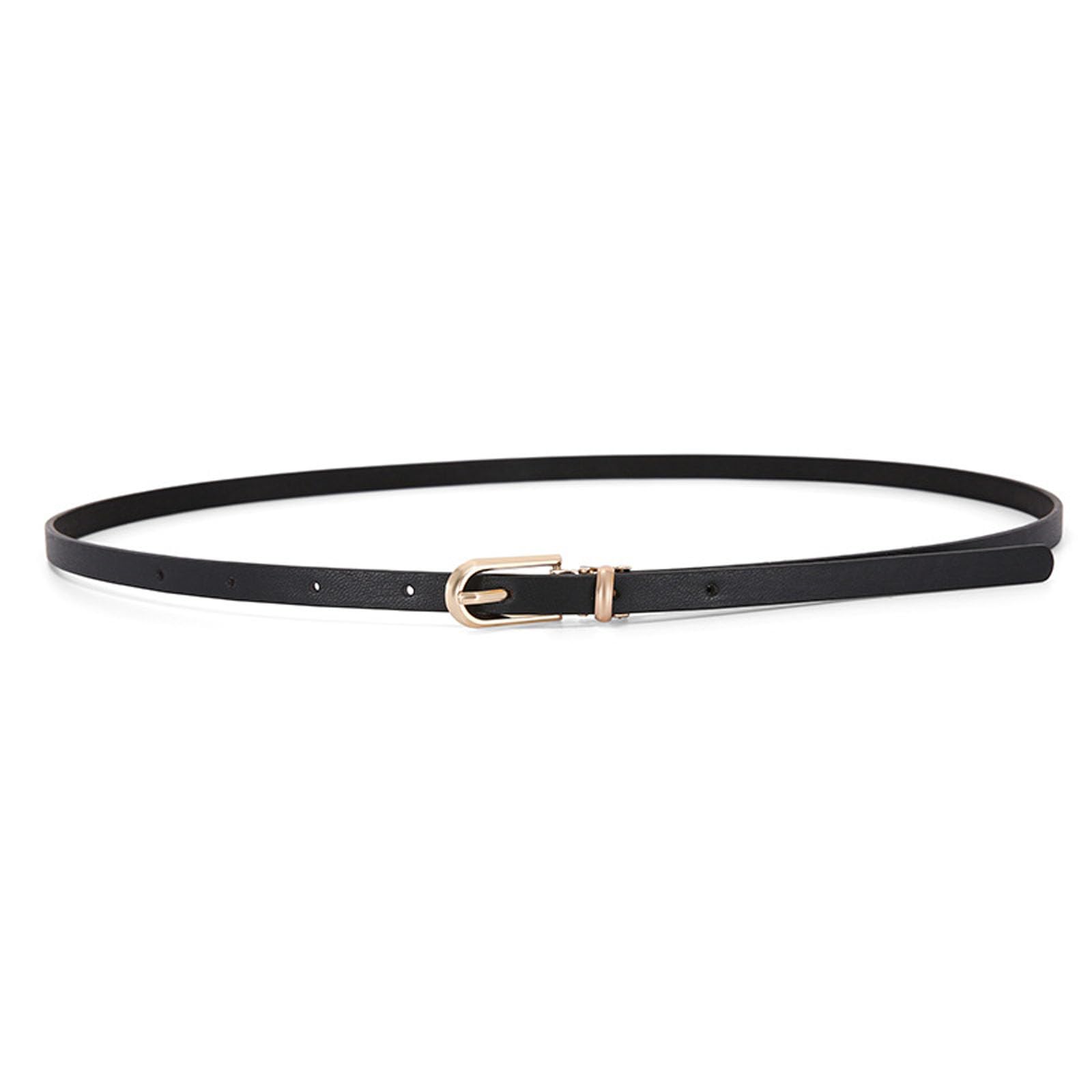 Zirax Women Skinny Leather Belt Adjustable Thin Waist Belts with Alloy Buckle for Dresses Jeans Pants Ladies Fashion Waistband (Black, 105, Centimeters)
