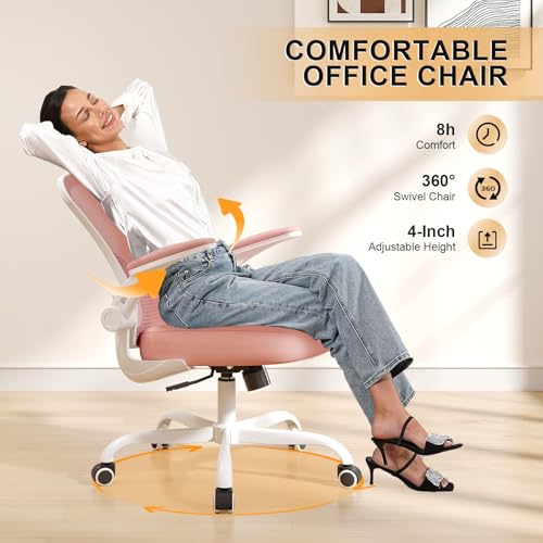 Image of Synorla Office Chair, Ergonomic Desk Chairs 330LBS Capacity High Back Mesh Computer Chair with Flip-up Armrests, Comfy Work Chair with Adjustable Lumbar Support