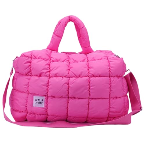 Quilted Puffer Shoulder Bag for Women Large Top Handle Tote Crossbody Handbag with Adjustable Strap - Main Image