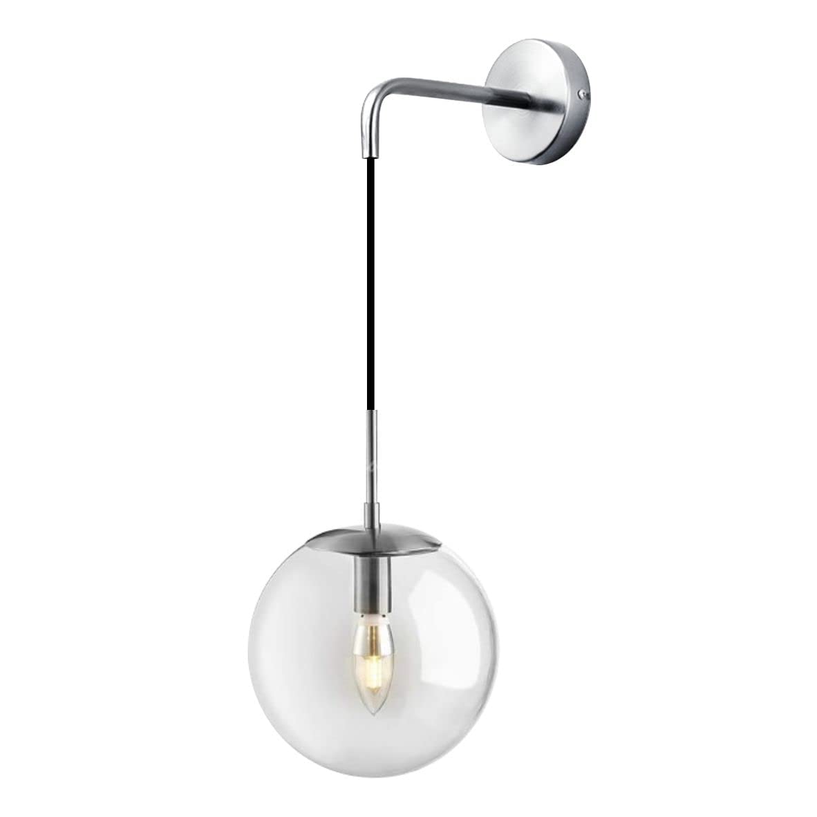HXYSXHJUO Mid Century Modern Wall Lamp Minimalist Adjustable Bedside Fitting Ball Glass Fixture Reading