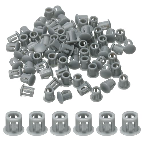 uxcell 70pcs Nylon Plastic Hole Plugs, 1/5"(5mm) Round Drill Screw Hole Plugs Covers Knockout Locking Plastic Plugs Insert End Caps for Kitchen Cabinet Furniture, Dark Gray