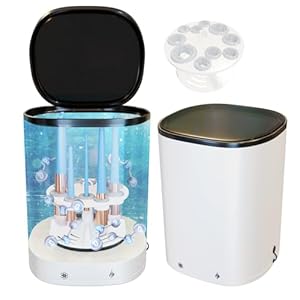 Makeup Brush Cleaner, Electric Makeup Brush Cleaner with Ozone Cleaning, Cosmetic Brush Cleaner Machine with Unique Brush holder＆Splash Proof Cover, Quick Wash & Dry(Super Upgraded)