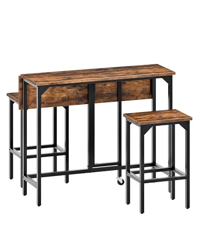 CHOEZON Bar Table and Stool Set, 39.4'' Folding Dining Table with 2 Stools, Industrial Style, for...