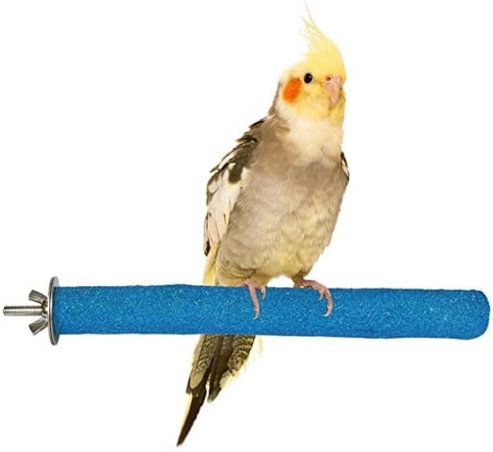 Image of Parrot Perch Stand, Natural Wood Bird Perch Stand Platform Paw Grinding Sticks, Cage Accessories Exercise Toys for Budgies Parakeets Cockatiels (Random Color 1Pc)