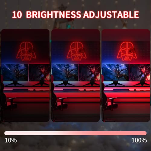Image of Alien Mask Neon Sign Dimmable Helmet Neon Light Sign Game LED Sign Wars gaming Light Up Sign gamer Neon Lights for Bedroom Man Cave Gamer Gift